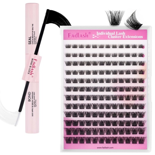 [BRSREHYPOYCQICDU] FADLASH Lash Bond and Seal DIY Cluster Lashes Glue and Lash Clusters DIY Eyelash Extensions 144 Clusters Lashes D Curl