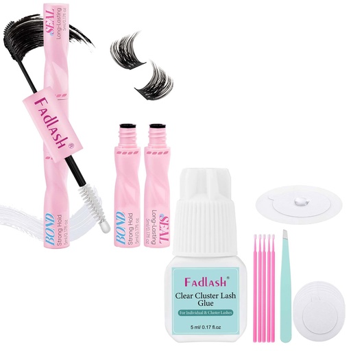 [BRSREGARDMJQKFYY] FADLASH Lash Cluster Glue DIY Waterproof Clear Fast Drying Long Lasting and Lash Bond and Seal Eyelash Glue DIY 2 in 1