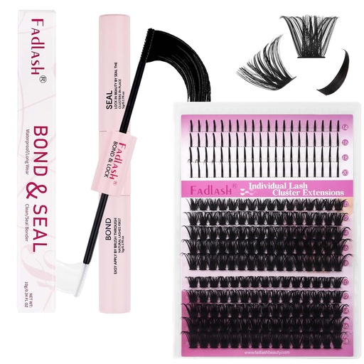 [BRSREH32CAHA4FDO] FADLASH Lash Bond and Seal DIY Cluster Lashes Glue and Lash Clusters 80D+100D 10-18mm Spikes 14-20mm