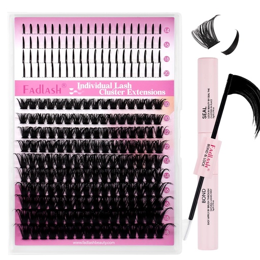[BRSREHA6AEHBSCL5] FADLASH Lash Bond and Seal Cluster Lashes Glue DIY Individual Lashes Strong Hold and Lash Clusters 100D Eyelash Clusters 10-18mm Spikes 14-20mm Thick Volum Manga Lashes.
