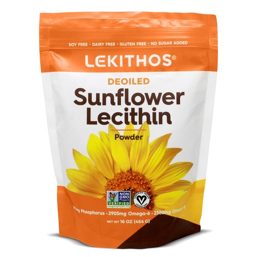[BRSWGFT3BMMRQ2DH] Sunflower Lecithin Powder (Deoiled) | 1760mg Phosphatidyl Choline Per Serving | Omega-6 & Omega-9 | Soy-Free, Non-GMO, Gluten-Free, Vegan | Perfect for Liposomal Vitamin C | 16oz (454g)