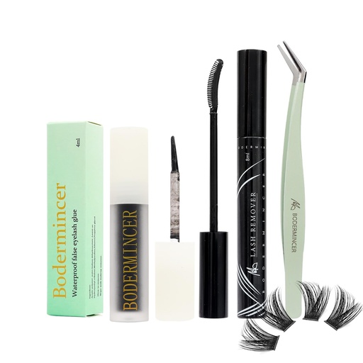 [BRSROGQTOJ5QGHLU] Bodermincer 3pcs Lash Kit Bond and Seal with Tweezers Remover Kit, DIY Eyelash Glue and Lash Applicator Tool Cluster Glue Remover Fast Removal with No Residue (Lash Glue+Lash Remover+Tweezers Kit)