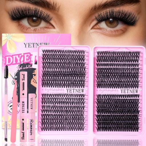 [BRSRGCY3DF5AIYA6] Lash Clusters Kit, 30D-60D Volume Wispy Fluffy Individual Eyelash Extensions, 720PCS DIY False Lashes with Lash Bond and Seal, Tweezers, Remover, Brush for Beginners at Home