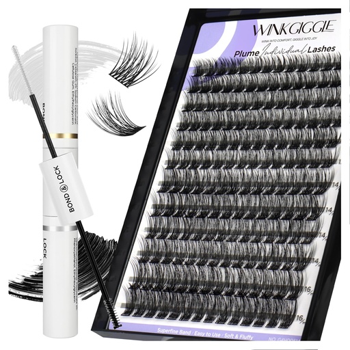 [BRSREBARPMIBSHLP] Lash Clusters and Glue,168Pcs Cluster Lashes,Lash Bond and Seal