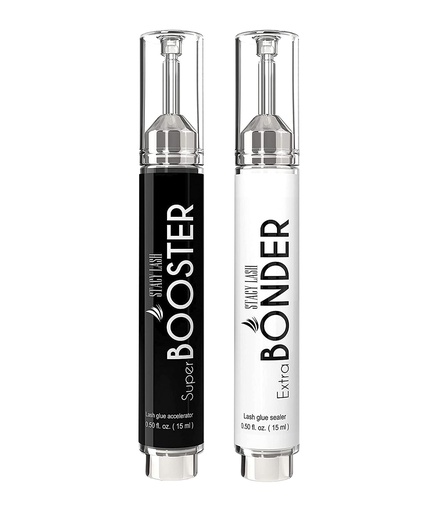 [BRSROZAEDMIGEG32] Super Booster 15ml & Extra Bonder 15ml - Stacy Lash/Adhesive Accelerator/Lash Extension Glue Activator/Sealer/Prevents Shock Polymerization/Professional Supplies for Eyelash Extensions