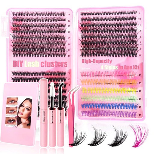 [BRSRYYAKBUCQYCI6] Lash Extension Kit DIY Clusters: 30D+40D+50D Mixed 9-16mm Reusable Soft Individual Lashes with Bond and Seal - Natural Look Eyelash Extensions for Beginners - Strong Hold 72H Waterproof