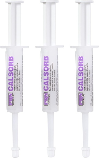[BRSRMZ33OQMAEETB] PRN Pharmacal Calsorb - Calcium Nutritional Supplement to Help Maintain Healthy Calcium Levels in Dogs - Gel-Based Dog Nutritional Supplement in an Easy-to-Use Syringe - 12 mL Syringe (3 Packs)
