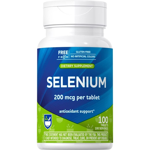 [BRSROY34B4MWKHLH] Rite Aid Selenium Tablets 200 mcg, 100 Count, Natural Mineral and Antioxidant, Essential Support for The Body
