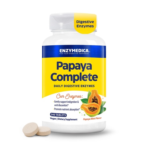 [BRSROADYC4DWACLP] Enzymedica Papaya Complete - Papaya Enzymes Chewable, Digestive Enzyme Supplement for Women and Men, Digestion & Gut Health Support, High Potency Bromelain & Papain, Vegan, Gluten Free - 240 Tablets