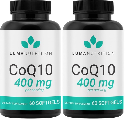 [BRSRGZY2O4NWOF3D] Luma Nutrition CoQ10 400mg Softgels - High-Absorption Coenzyme Q10 - Co Q-10 200mg / 400mg Per Serving - Heart Health - 60 Liquid Softgels (Pack of 2)