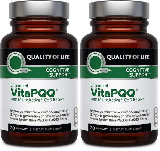 [BRSRGGQZAV4B4DYY] Quality of Life VitaPQQ with MicroActive CoQ10-SR Premium Supplement - Anti Aging, Memory, Energy, Focus, Cognitive and Heart Health - 30 Vegicaps (Pack of 2)