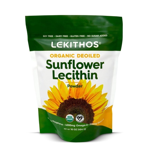 [BRSRAGL7OF5WEDIY] Organic Sunflower Lecithin Powder (Deoiled) | 1770mg Phosphatidylcholine Per Serving | Omega-6 & Omega-9 Fatty Acids | USDA Organic, Non-GMO, Soy-Free, Gluten-Free, Vegan | 16oz (454g)