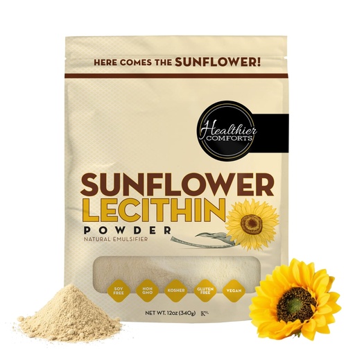[BRSRECQDOYGWOH3D] Healthier Comforts Sunflower Lecithin Powder (12 oz) | Non-GMO, Plant-Based Emulsifier for Smoothies, Baking, Chocolate, Salad Dressings & DIY Skincare | Natural Phospholipid Source