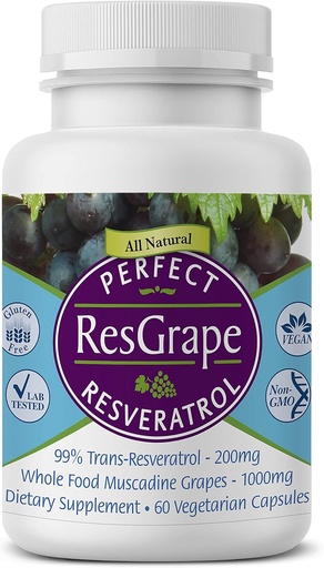 [BRSWIZIKDEIBMF3E] Perfect Supplements – Perfect ResGrape Resveratrol – 60 Veggie Capsules – Trans-Resveratrol & Organic Muscadine Grape
