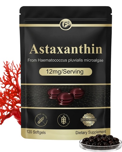 [BRSRGCYFOIJW2DYY] Dr.HR Premium Astaxanthin Antioxidant Supplement for Skin Health, Eye & Cellular Wellness, Natural Haematococcus Pluvialis Extract, High Potency Microalgae Source GMP Standard 120 Softgels