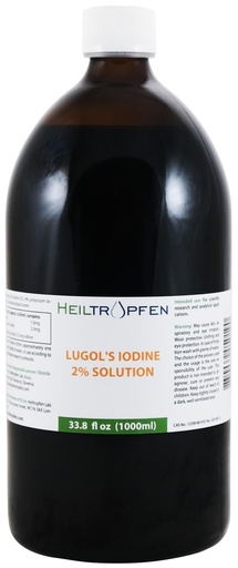 [BRSWYGTYAF7QGAI3] 2% Lugols Iodine Solution | 33.8 Fl Oz - 1000 ml | Third-Party Tested | Pharma Grade Ingredients | Made with 2 Percent Iodine and 4% Potassium Iodide | Glass Bottle | Lugol's Solution | Heiltropfen®