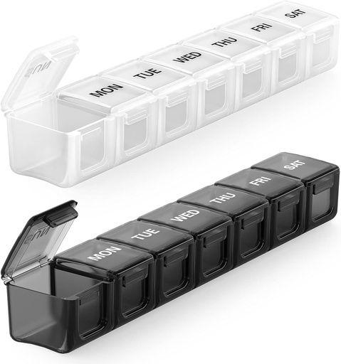[BRSWYYILA54BAA36] Sukuos Extra Large Weekly Pill Organizer 2 Pcs, Daily Pill Box 7 Day Pill Cases for Medicines, Vitamin, Fish Oils or Supplements, Easy to Clean