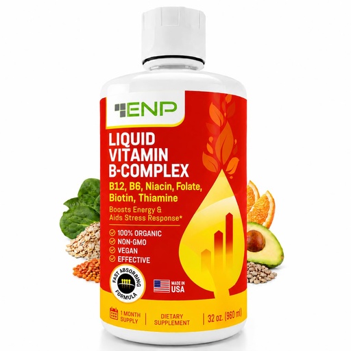 [BRSWIYYLBR6GMELM] ENP Super B Complex Liquid - B12, B6, Thiamine & Biotin - Energy, Metabolism & Nervous System Support - Liquid B Vitamins for Daily Wellness - 32 Servings