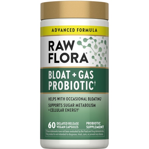[BRSRGCT3OZ7AKETA] Raw Flora Bloat and Gas Probiotic for Women & Men | 60 Capsules | Vegan & Gluten Free Supplement