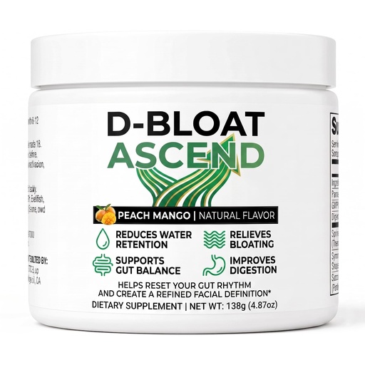 [BRSRYZD6BMARYFY2] D Bloat Ascend Labs Debloat Powder, Bloating Relief, 4.87 oz | With Digestive Enzymes Vitamin C, Supports Digestive Comfort & Gut Balance,Peach Mango Flavor