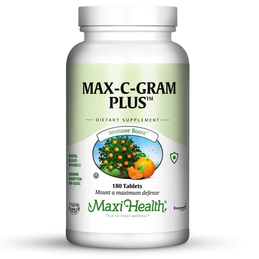 [BRSWIYT3PMDWYGQ7] Maxi Health Max C Gram Plus -Gradual Release Buffered Vitamin C Tablets, 180 Count (Pack of 1)