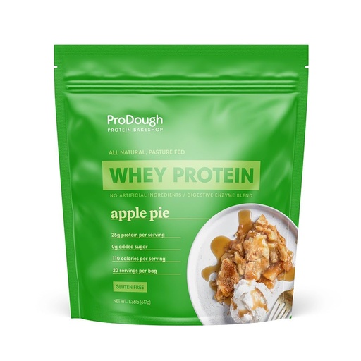 [BRSRMCAOOYHAKF3G] ProDough Gourmet Whey Isolate Hydrolized Protein Powder for Shake Mix- Easy Digest Enzyme Blend, 25g Protein per Serving, Natural Ingredients, Gluten Free, Keto Friendly (Apple Pie)