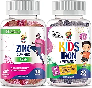 [BRSROCYBPJ7RYGT4] SUNNY SAM Iron Gummies for Kids & Zinc Gummies for Adults - Zinc Chewable Gummy for Immune Support - Powerful Natural Antioxidant Non-GMO Supplement for Children Men Woman Adults