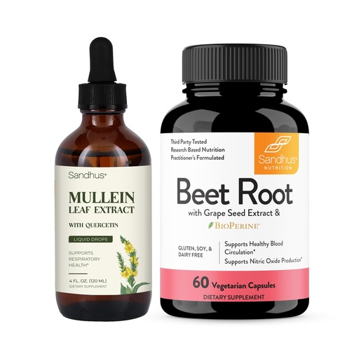 [BRSRGFT6AR5RSCT7] Sandhu's Mullein Drops for Lungs Bundle with Beetroot Powder Capsules | Supports Immune Health & Overall Wellness for Men & Women