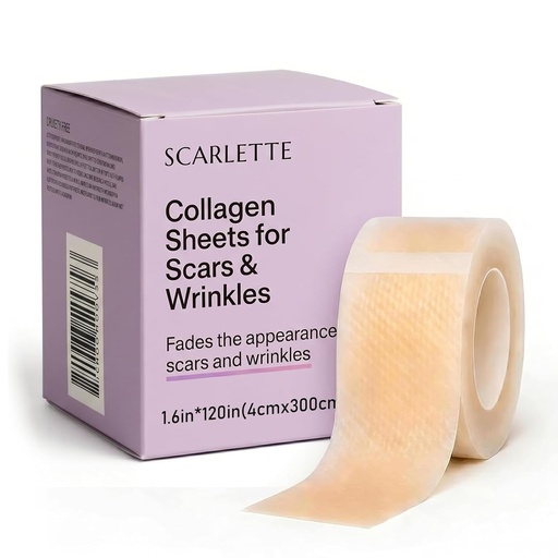 [BRSRYYD7O4DQAYL6] Scarlette Collagen Tape, Collagen Sheets For Scars & Wrinkle, Scar Silicone Sheets For Various Different Scars, Surgical,C-Section,Tummy Tuck, 1.6”x 120" Roll (1PCS)