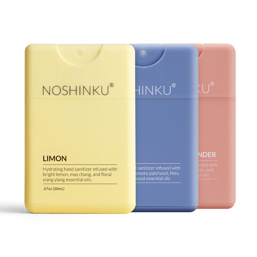 [BRSROYLYBUIRG3Q4] Noshinku - Refillable Hand Sanitizer Discovery Deux 3-Pack, Travel Size Spray, Hydrating Botanical Oils, Natural Ingredients, All Natural Fragrances, Sugarcane Derived Alcohol, No Parabens, No Dyes