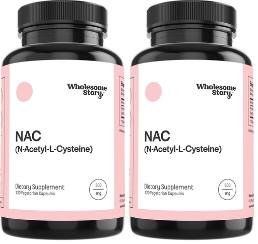 [BRSRGGQZBN7RGGTU] Wholesome Story NAC Supplement N Acetyl Cysteine 600 mg | Liver, Lung & Fertility Support | 120 Capsules | 120 Serving Supply (Pack of 2)