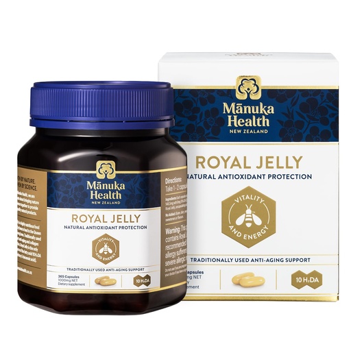 [BRSWK23RAYIR6AA3] Manuka Health Royal Jelly Capsules, 1000mg NET - 365 Count (6-Month Supply) - Traditional Anti Aging Supplement from New Zealand