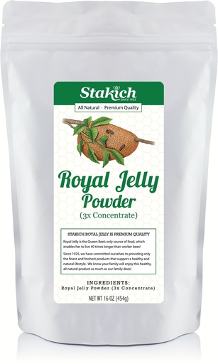[BRSWIEIGB4NWAGTG] Stakich Royal Jelly Powder - 3X Concentrate, Freeze Dried, Pure - 1 lb Bulk