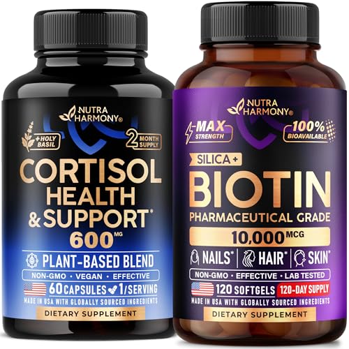 [BRSRGZ32OUHRED3L] NUTRAHARMONY Cortisol Support Capsules & Biotin with Silicon Softgels