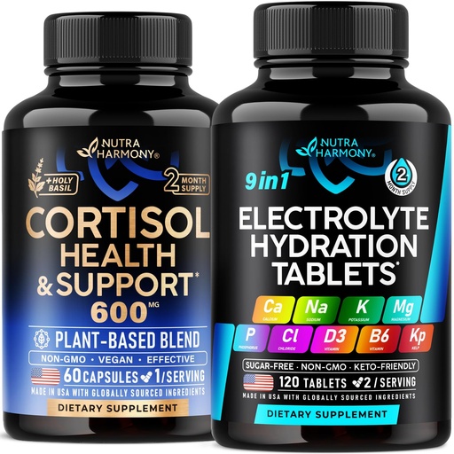 [BRSRG2T3OUFA2EI4] NUTRAHARMONY Cortisol Support Capsules & Electrolyte Tablets with Magnesium