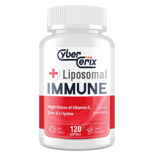 [BRSRAZA6PIDQGHLU] CyberCerix Advanced Liposomal Immune Supplement, Complex with L-Lysine 1,500mg, Vitamins, Minerals & Herbal Extracts, Comprehensive Daily Wellness Blend for Men & Women - 120 Capsules