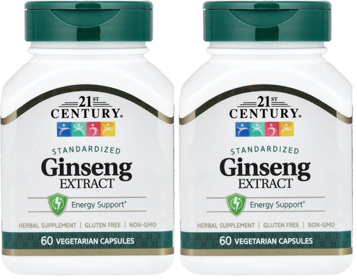 [BRSRAY3ROUMWE2A6] 21st Century Ginseng Extract Veg Capsules, 60Count (Pack of 2)