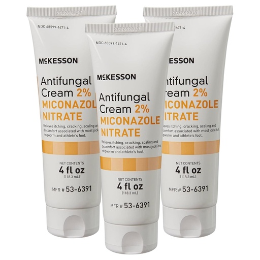 [BRSWGAYYOAFBQE3O] McKesson Antifungal Cream, 2% Miconazole Nitrate - Relieves Itching, Burning, Cracking from Jock Itch, Ringworm and Athlete Foot - 4 oz., 3 Count