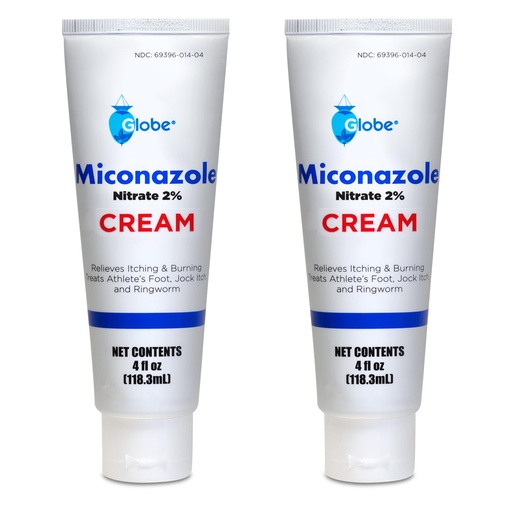 [BRSRM2QYOEFAAC3L] Globe (2 Pack Miconazole Nitrate 2% Cream (4 oz) Cures Most Athletes Foot, Jock Itch, Ringworm and More.