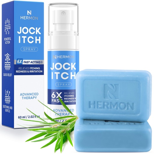 [BRSREAILA4CQYAL5] Hermon Antifungal Jock Itch Spray & Soap Kit: Powerful Treatment of Antifungal Spray & Soap for Jock Itch with 2.01 fl.oz & 2 Bars - Fast & Effective Relief of Itching, Burning, Redness, & Irriation