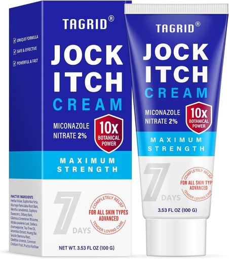 [BRSRGGD7C4PRSE3F] TAGRID Jock Itch Relief Cream: Jock Itch Relief for Men and Women - Soothing & Fast-Absorbing Skin Cream for Irritation, Burning, & Discomfort – Non-Staining & Gentle for Sensitive Areas - 3.5 OZ