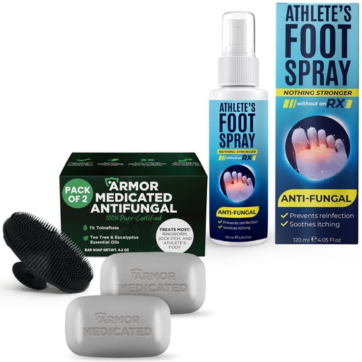 [BRSREZAFBAJWKH3B] Terramed Just Think Comfort Tea Tree Oil Foot Care Bundle with Antifungal Spray and Medicated Soap for Athlete’s Foot, Jock Itch, and Ringworm Relief