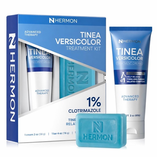 [BRSRGFL4BYDQI23G] Hermon Tinea Versicolor Treatment Cream & Soap: Clinically Proven Cream for Athlete's Foot,Tinea Versicolor, Jock Itch, Ringworm - Soothes, Cleanses, and Restores Skin Health