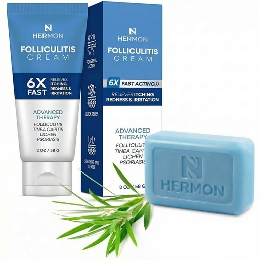 [BRSREZATAQIAYDTP] Hermon Folliculitis Treatment Cream & Antifungal Soap with Tea Tree Oil: Effective Treatment for Folliculitis Scalp Face and Body - Relief of Itch for Ringworm Jock Itch