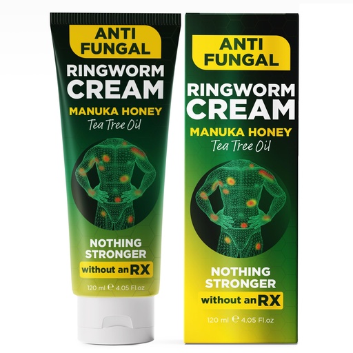 [BRSRE23YCEPRSG3F] Ringworm Cream Ringworm Treatment for Humans | Relieves Jock Itch, Body Acne, Itchy Irritated Skin, Body Odor & Insect Bites | Antifungal Cream with Manuka Honey & Tea Tree Oil | 120ml