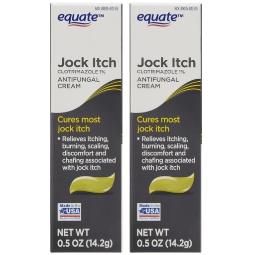 [BRSRYZABOQJWGDIV] Equate Jock Itch Antifungal Cream, Clotrimazole 1%, 0.5 oz (14.2g) Each, 2 Pack, Topical Cream, Made in USA