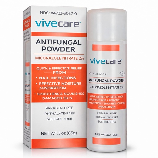 [BRSRGBQ3DIPBUCDU] Vive Care Antifungal Powder - 2% Miconazole Nitrate - Jock Itch & Athlete’s Foot Treatment for Men & Woman - Anti Fungal Moisture Absorbing, Skin Protection, Friction Relief - 3oz Bottle (1)