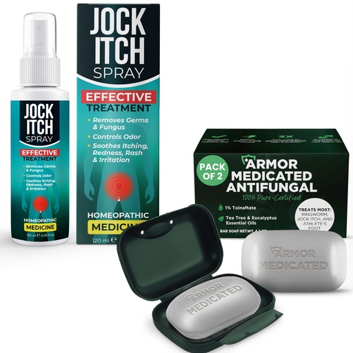 [BRSREZAFAR6BUHIY] Terramed Just Think Comfort Complete Jock Itch and Ringworm Relief Bundle with Antifungal Spray and Soap for Itchy Skin, Athlete’s Foot, and Daily Fungal Care