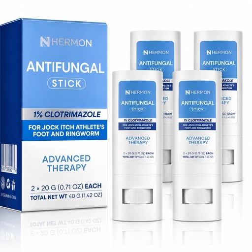 [BRSRYYYHBUFGCALD] Hermon Athlete’s Foot Treatment Stick: Antifungal for Athlete’s Foot, Jock Itch, and Ringworm - Mess-Free Topical Stick for Men & Women - 4 Sticks Total 80g