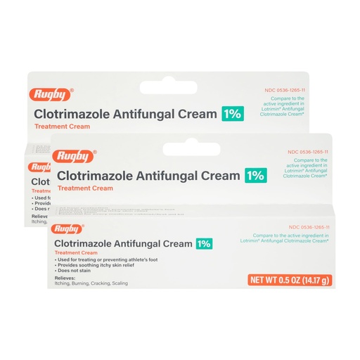 [BRSREYAOCAGR6HLL] Rugby Clotrimazole Antifungal Cream 1% - Treatment Cream - Helps Provide Soothing Itchy Skin Relief - 0.5 Oz. (2 Pack)